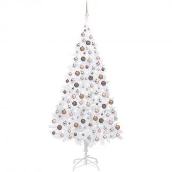 vidaXL Artificial Pre-lit Christmas Tree with Ball Set White 210 cm PVC
