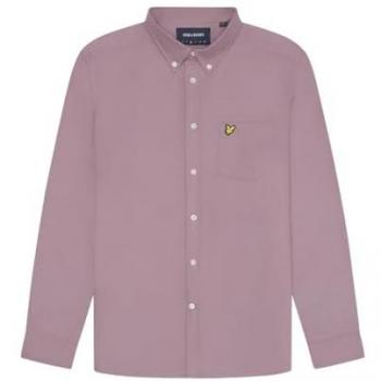 Lyle & Scott Men's Plain Cotton Oxford Shirt in Pink and Purple - Size Medium