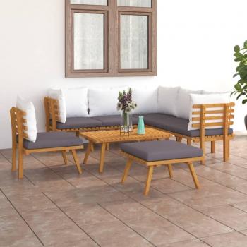 8-Piece Garden Lounge Set with Cushions - Solid Acacia Wood