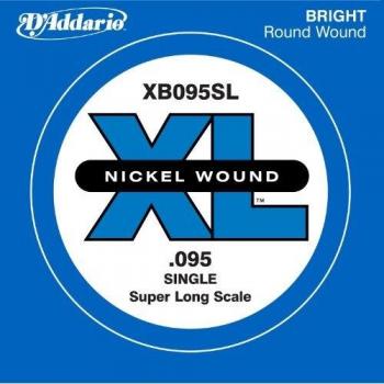 D'Addario XB095SL Nickel Wound Bass Guitar Single String, Super Long Scale.095