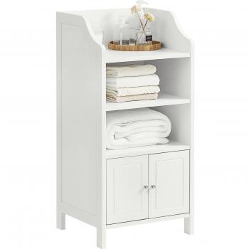 SoBuy Armario con Pie Mueble Auxiliar para Baño Gabinete de Baño con 3 Estantes y 2 Puertas Blanco 41 x 36 x 86 cm BZR56-W