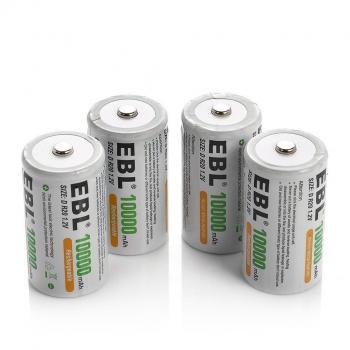 EBL 10000mAh de Ni-MH Recargables Baterías D para los Equipos Domésticos