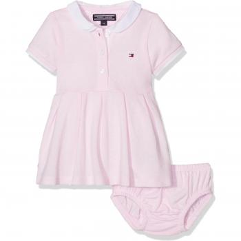 Tommy Hilfiger Pique Dress S/S, Vestido para Bebés, Rosa