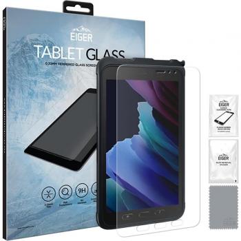 Protector de Pantalla de Cristal Templado 2.5D Eiger para Samsung Galaxy Tab Active 3/5 - Transparente con Kit de Limpieza