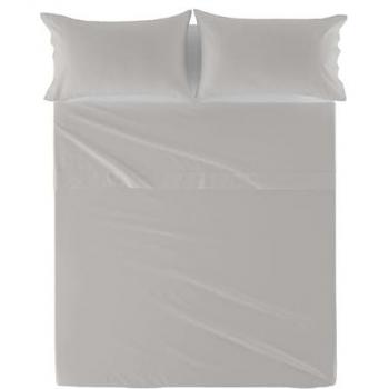 Sábana Básica Gris 210x270 cm (Cama 135/140) 100% Algodón, Calidad 150 TC, Fabricada en España