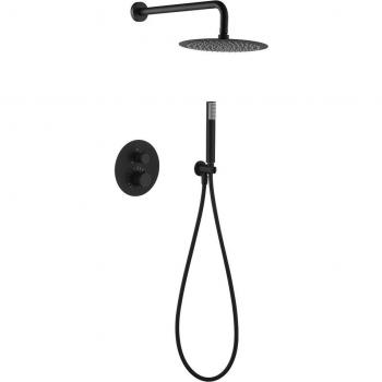 Conjunto de ducha empotrado termostático Line Imex negro mate