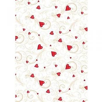 4 hojas A4 Craft Creations decorativo impreso - Creative Card rojo Romance corazones y Scrolls - Matt 240gsm 300mic cartulina impresa - delante con Simple blanco