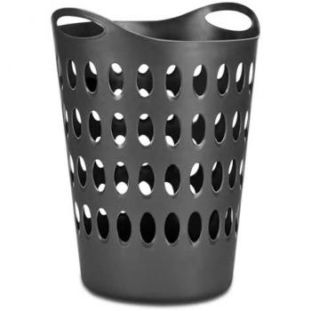 Cesto de Ropa Ventilado con Asas, 50L, 41 x 44 x 56cm, Plástico Libre de BPA, Duradero y Fácil de Limpiar (Antracita)