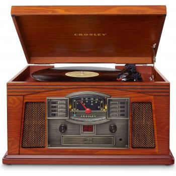 Crosley cr42dpa lancaster 3speed turntable with radio cdcassette player auxin and bluetooth paprika