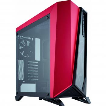 Corsair SPEC-OMEGA - Chasis de semitorre para juegos, con cristal templado, color negro y rojo