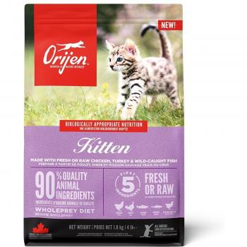 Orijen Kitten Cat 1.8 Kg - Alimento seco para gatos jóvenes, fórmula rica en proteínas, elaborado con ingredientes frescos y regionales, sin granos, incluye pollo, pavo, huevos y pescado como fuentes de proteína de