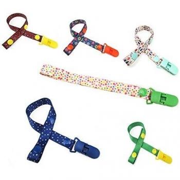 6pcs Goldore Baby Botón fijo Ajuste de la hebilla de la correa Longitud Chupete cadena de clip infantil de la gota resistente