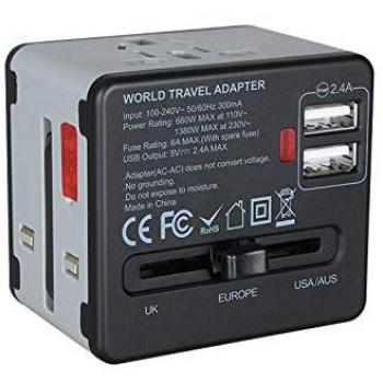 Etlephe Enchufe Adaptador Universal de Viaje, Adaptadores Internacionales con 2 USB para Americano Europeo Ingles Japón Chino Acerca de 150 Países, 100v-240v 6A