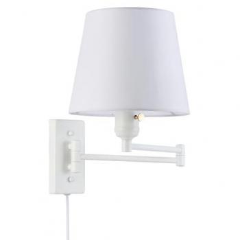 Aplique de Pared LED Blanco Clark con Brazo Articulado y Enchufe E27 para Lectura