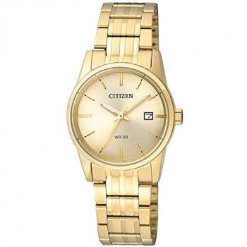Reloj de pulsera CITIZEN EU6002-51P Mujer, Correa de Acero Inoxidable Color Oro Amarillo, Dial Oro Amarillo, Función Fecha