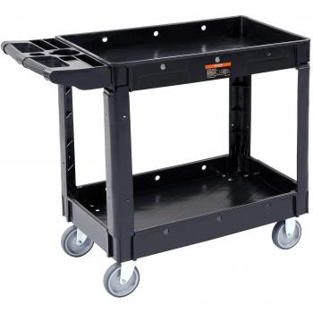 Vevor 550 lbs Heavy-Duty Plastic 2-Shelf Rolling Utility Cart with 360° Swivel Wheels and Ergonomic Handle