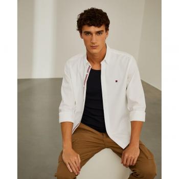 Camisa de sarga slim fit para hombre en color blanco de Lion of Porches