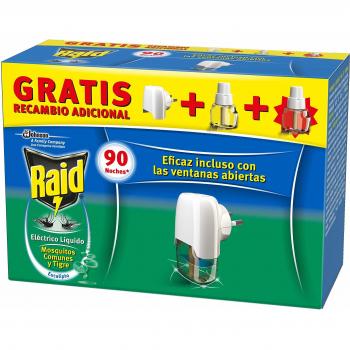 Raid - Difusor Eléctrico Anti Mosquitos com unes y Tigre Aroma com Aplicador y 2 Recâmbios, Blanco, Eucalipto