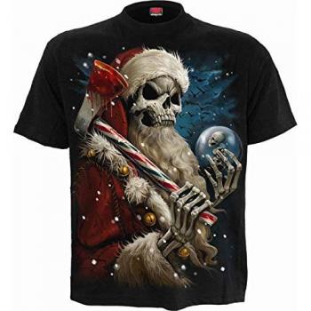 Spiral Candy Cane Santa Black T-Shirt for Men - Sizes S to XXL