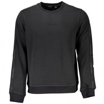 Calvin Klein Men's Black XL Crew Neck Sports Sweatshirt with Contrast Details and Logo