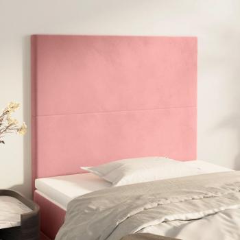 Cabeceros de terciopelo rosa 2 unidades 100x5x78/88 cm