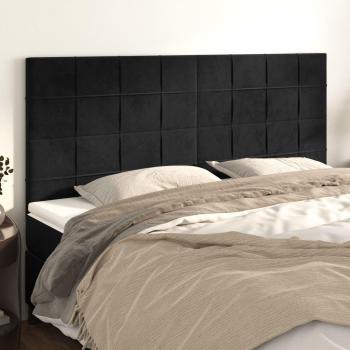 Cabeceros de terciopelo negro 4 unidades 90x5x78/88 cm
