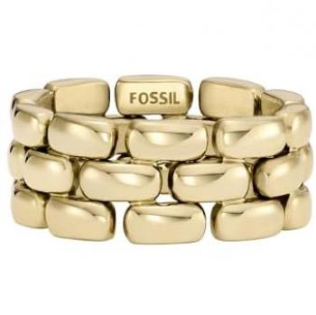 Anillo de acero dorado Fossil Arden para dama, JF04785710
