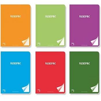 Pack de 6 Cuadernos A5 Flexipac 90g/m² 48 Hojas Milimetradas con Cubierta de Plástico Colores Surtidos