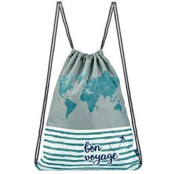 moses. Fernweh Rucksack Bon Voyage | Faltbarer Backpack umweltfreundlich, wasserabweisend Bolsa de cuerdas para el gimnasio, 42 cm, Gris