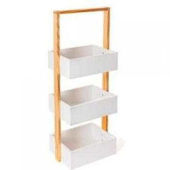 Estantería auxiliar Garbo Quid 3 estantes blanco/madera 67x25,6x18,4 cm