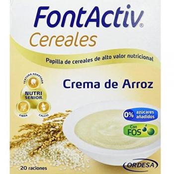 FontActiv Cereales Crema de Arroz- Complemento Alimenticio en Papilla de Cereales para Adultos y Mayores 0% Azúcares Añadidos- 600 gr