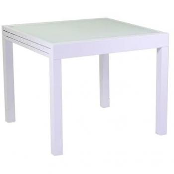 Mesa Extensible de Aluminio Blanco Boise 90/180x90 cm, altura 75 cm