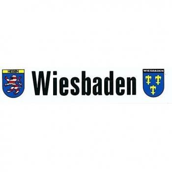 Sticker Wiesbaden - writing with crests Hessen and Wiesbaden 50 x 220 mm