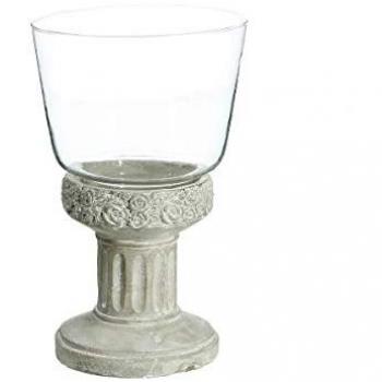 Portavelas de Cristal Gris Cemento - 17,5 X 17,5 X 29,5 Cm - Aire de Originalidad