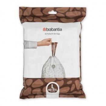 Brabantia PerfectFit Bin Bags, Code L, 40-45 Litres, 40 Bags in Dispenser Pack - White