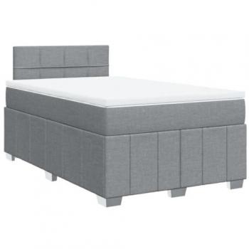 Cama box spring con colchón tela gris claro 120x190 cm Vidaxl