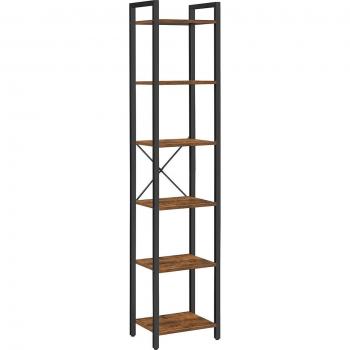 Estantería de 6 niveles multifuncional, librería espaciosa, ideal para oficina, salón, dormitorio y cocina, dimensiones 40x30x187.5 cm, disponible en greige, marrón rústico y olmo