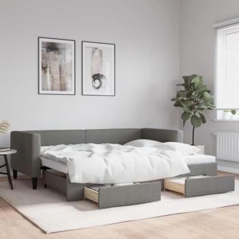 Sofá Cama Nido con Cajones de Tela Gris Oscuro 90x200 cm