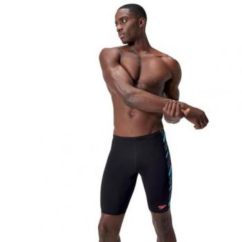 Speedo Jammer Hyperboom Panel - Bañador entallado con panel con estampado HyperBoom para hombre, entrenamiento de natación, fitness, resistente al cloro (paquete de 1)