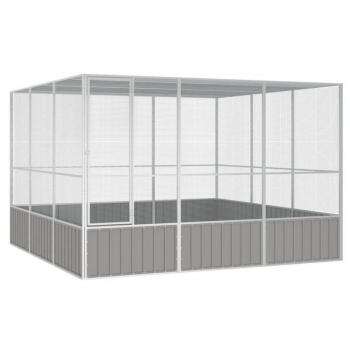 vidaXL Bird Cage Grey 302.5x324.5x211.5 cm Galvanised Steel