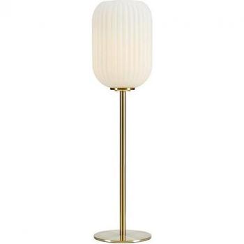 Lámpara de Mesa Globo Cava, Metal Latón Cepillado, 1 Bombilla, Altura 55 cm