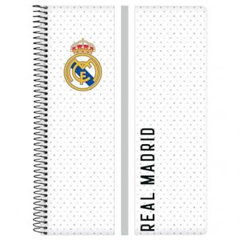 Libreta Cuarto Real Madrid C.F. 1ª Equipación 24/25 Blanco Gris A5 80 Hojas Tapas Duras