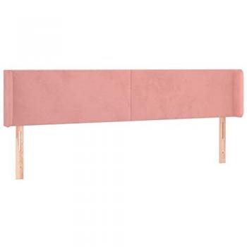 Cabecero con LED de terciopelo rosa 183x16x78/88 cm