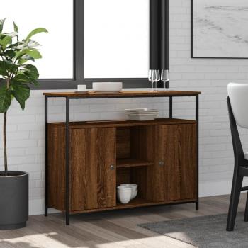 Aparador de madera multicapa roble marrón 100x35x80 cm