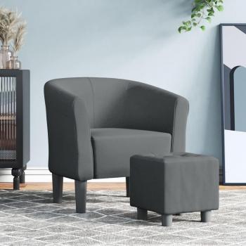 VidaXL Sillón con taburete tela gris oscuro