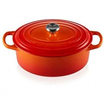 LE CREUSET Signature Enamelled Cast Iron Oval Casserole Dish With Lid, 27 cm, 4.1 Litre, Volcanic, 211782709