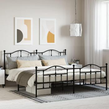 vidaXL Metal Bed Frame without Mattress with Footboard Black 193x203cm