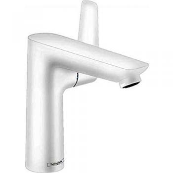 Mezclador de lavabo Hansgrohe Talis E 150 con sistema de desagüe, color blanco mate, altura del caño 141 mm