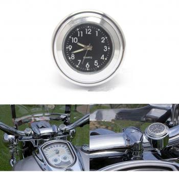 ViZe 7/8 22mm Relojes de Manillar Motocicleta Dial Reloj Tick Tock para Harley Davidson Suzuki Kawasaki Honda Yamaha Motivo Plata