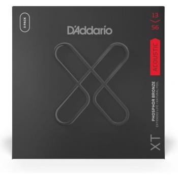 D'Addario XTAPB1356-3P XT Phosphor Bronze Acoustic Guitar String Set, 13-56, 3-Pack